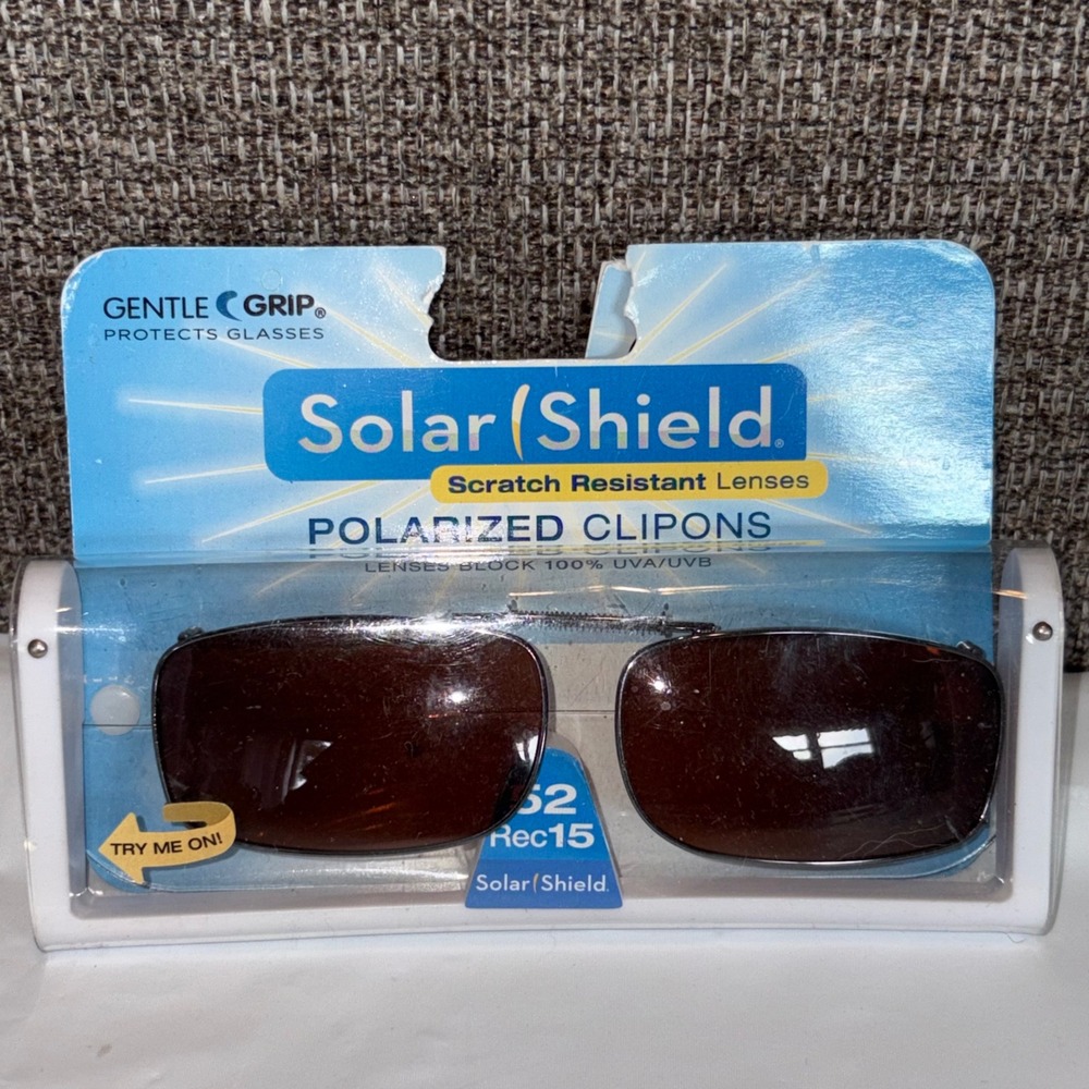 Solar Shield Polarized Clipons 52 Rec15 Driving Lenses Brown Rectangular 8R456PL